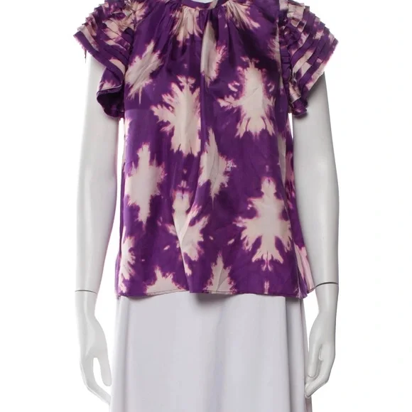 Ulla Johnson Tie-Dye Ruffle Sleeve Top - Picture 2 of 11